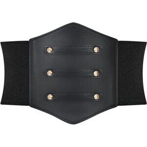 Women Black Tied Waspie Belt, Lace-up Cinch Belt, Corset Elastic Waist Belt
